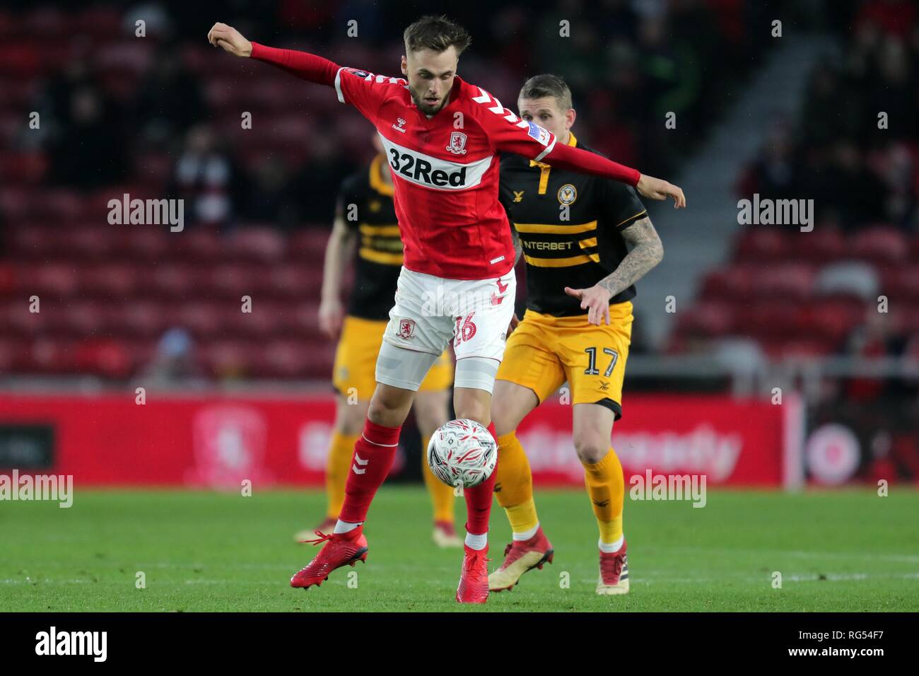 LEWIS FLÜGEL, SCOT Bennett, MIDDLESBROUGH FC V NEWPORT COUNTY FC Middlesbrough FC V NEWPORT COUNTY FC, EMIRATES FA Cup 4. Runde, 2019 Stockfoto