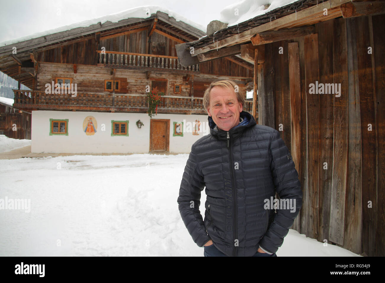 24. Januar 2019, Deutschland (Deutsch), Schliersee: ehemaliger Skirennfahrer Markus Wasmeier auf seiner Farm Museum in Schliersee, Oberbayern fotografiert. Foto: Stephan Jansen/dpa Stockfoto