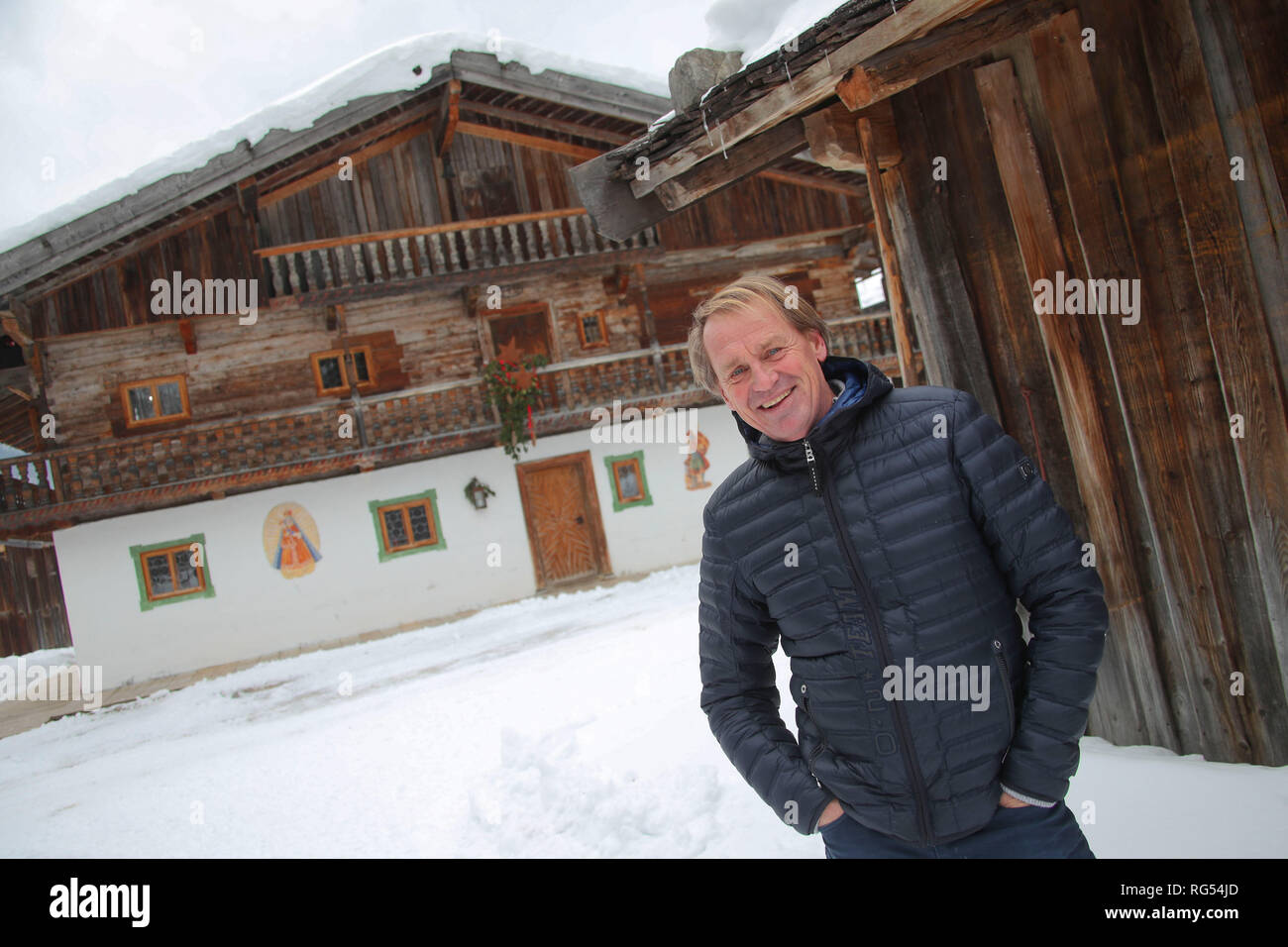 24. Januar 2019, Bayern, Schliersee: ehemaliger Skirennfahrer Markus Wasmeier auf seiner Farm Museum in Schliersee, Oberbayern fotografiert. Foto: Stephan Jansen/dpa Stockfoto