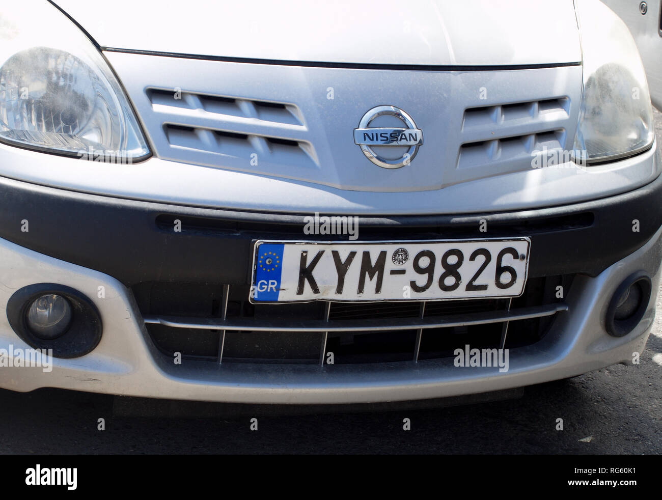 Weißen Nissan Note in Korfu, Griechenland Stockfoto