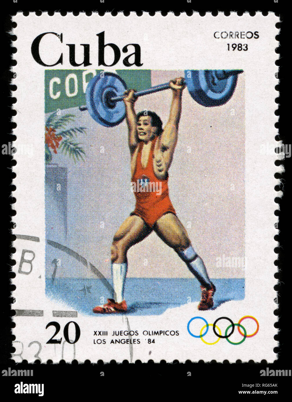 Briefmarke aus Kuba in die Olympischen Sommerspiele 1984, Los Angeles Serie in 1983 Stockfoto