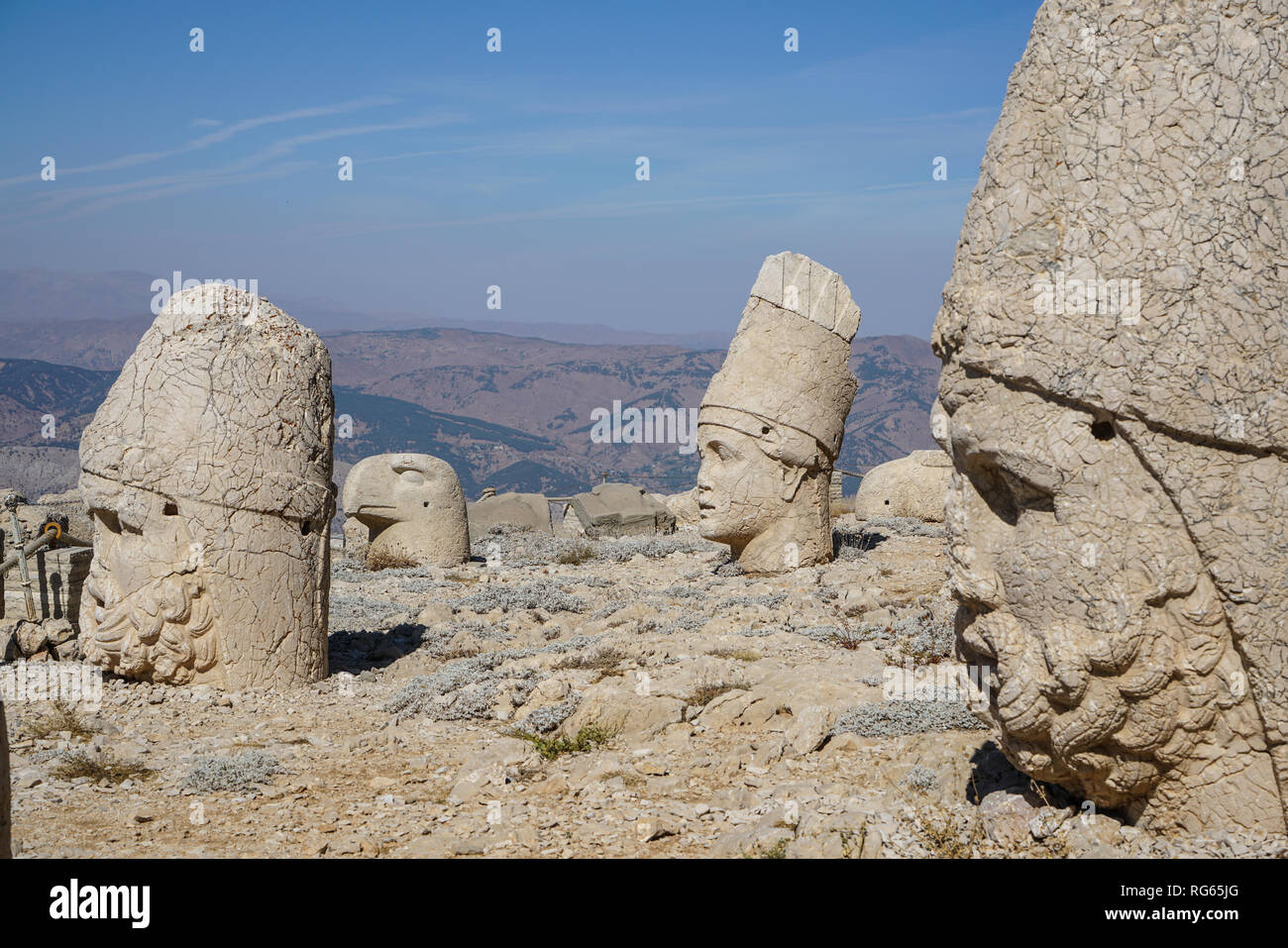 Statuen von Berg Nemrut, Adiyaman, Türkei Stockfoto