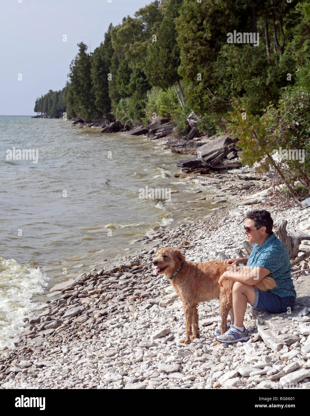 Lake Michigan ist die zentrale Anlaufstelle für Ferien in Door County, Wisconsin. Stockfoto