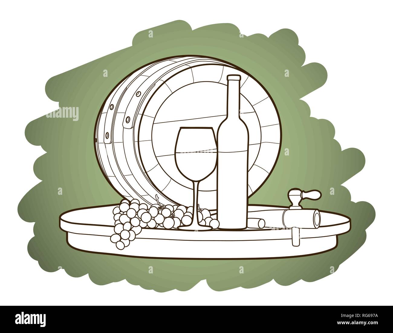 Wein noch leben. Hand Vector Illustration gezeichnet. Stock Vektor