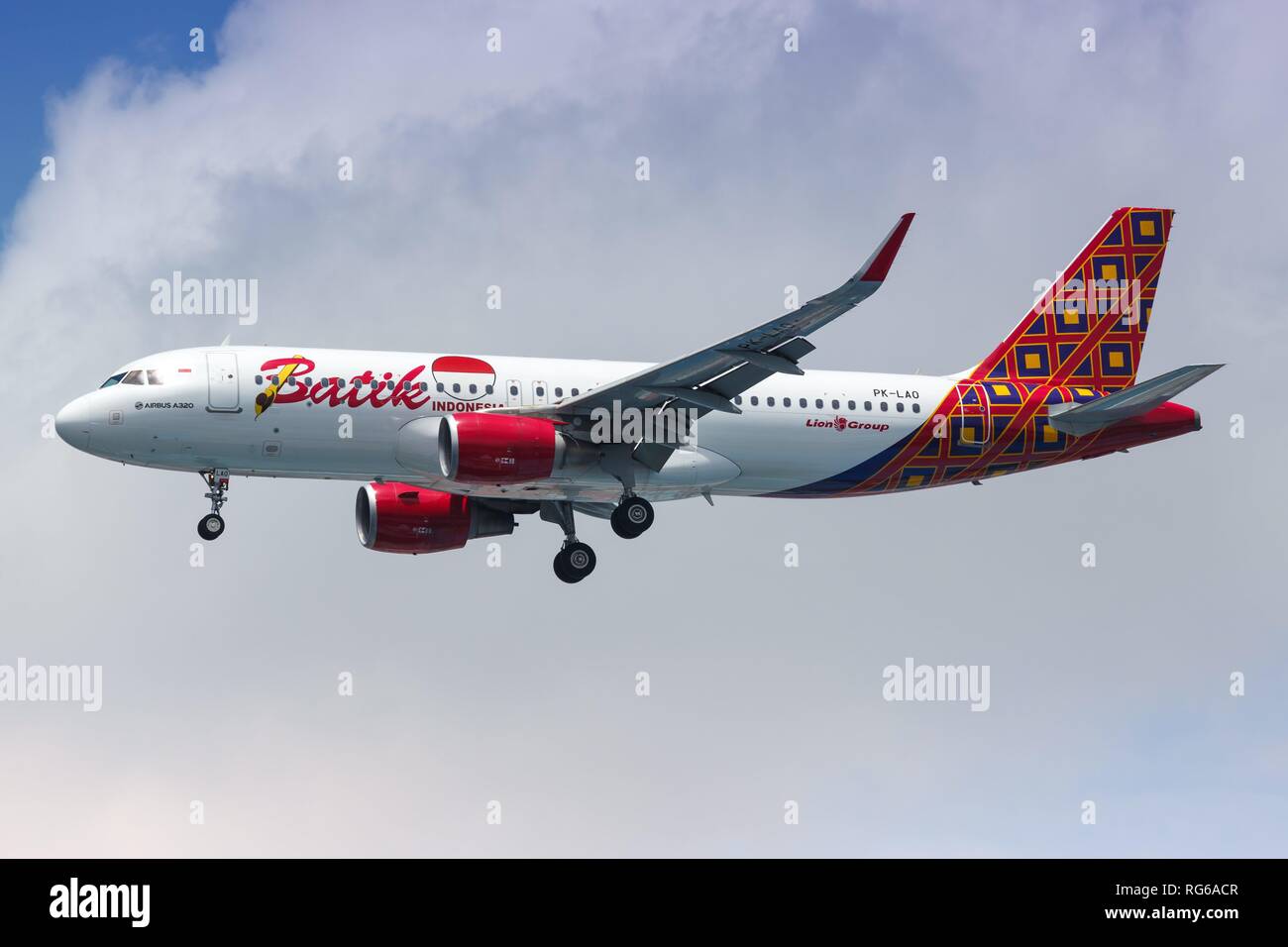 Jakarta, Indonesien - 26. Januar 2018: Batik Air Airbus A320 am Flughafen Jakarta (CGK) in Indonesien. | Verwendung weltweit Stockfoto