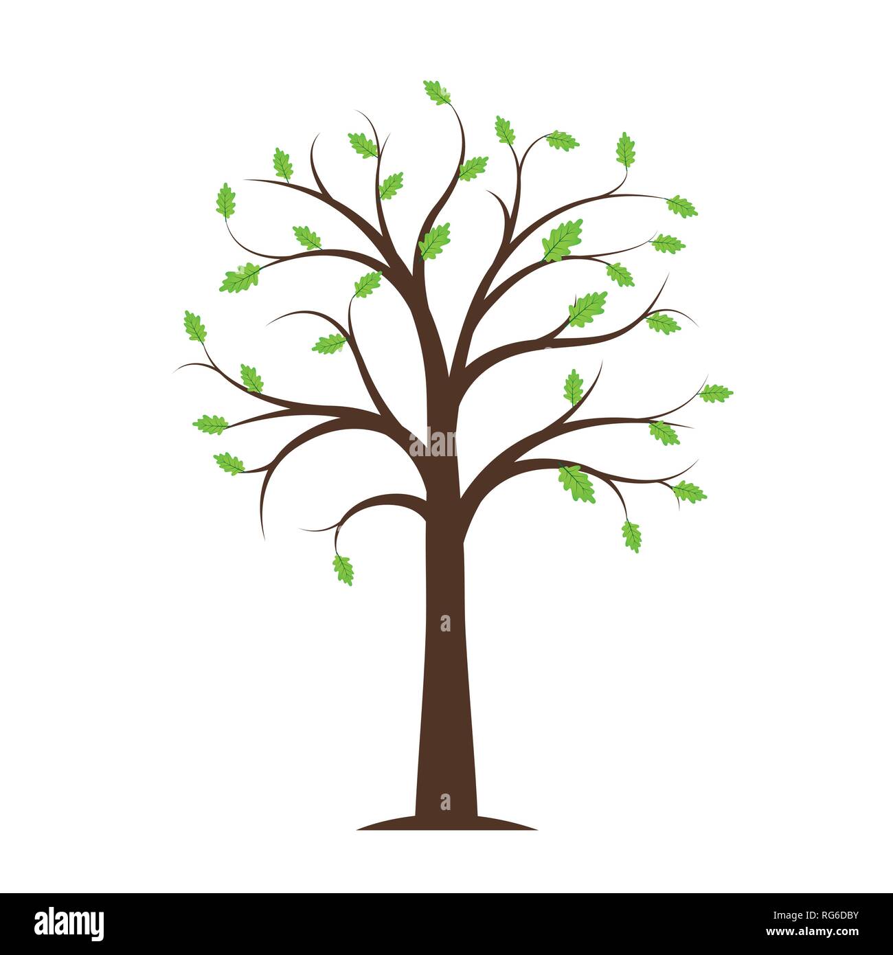 Baum im Frühjahr mit den ersten grünen Blätter auf weißem Hintergrund Vektor-illustration EPS 10. Stock Vektor