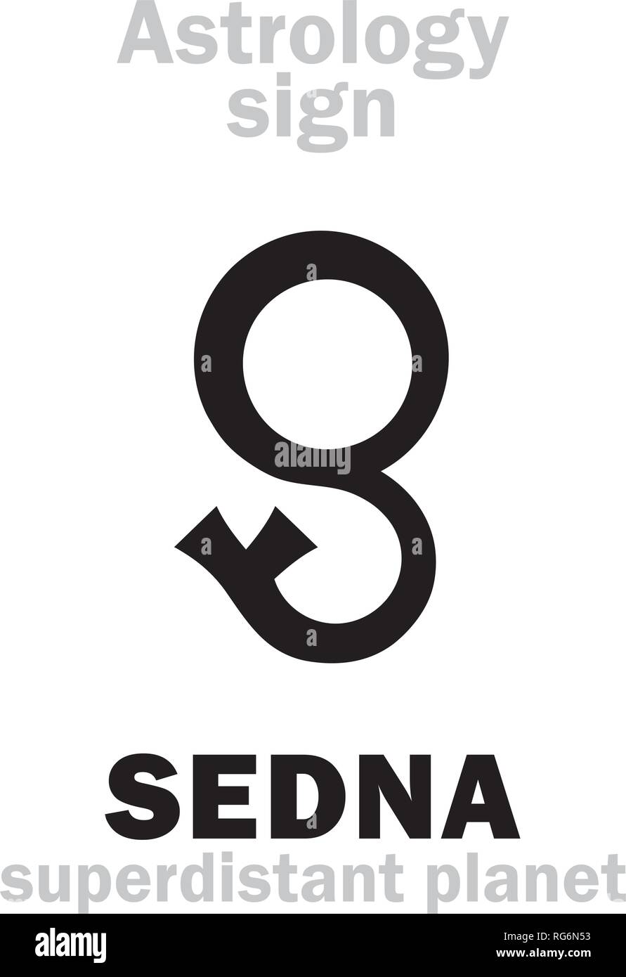 Astrologie Alphabet: Sedna, superdistant externe Zwergplanet (mit länglich elliptische Umlaufbahn). Hieroglyphen Zeichen Zeichen (Symbol). Stock Vektor