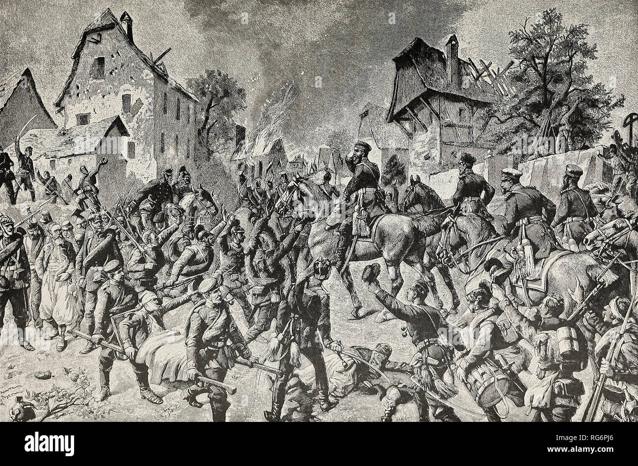 Der Sieg am Wert - der Süden deutsche Truppen jubelnd Prinz Friedrich von Preußen Stockfoto