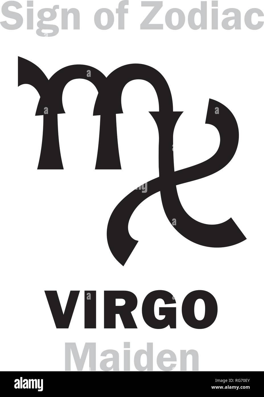 Astrologie Alphabet: machen Sternzeichen Jungfrau (Jungfrau). Hieroglyphen Zeichen Zeichen (portugiesisch-Symbol). Stock Vektor