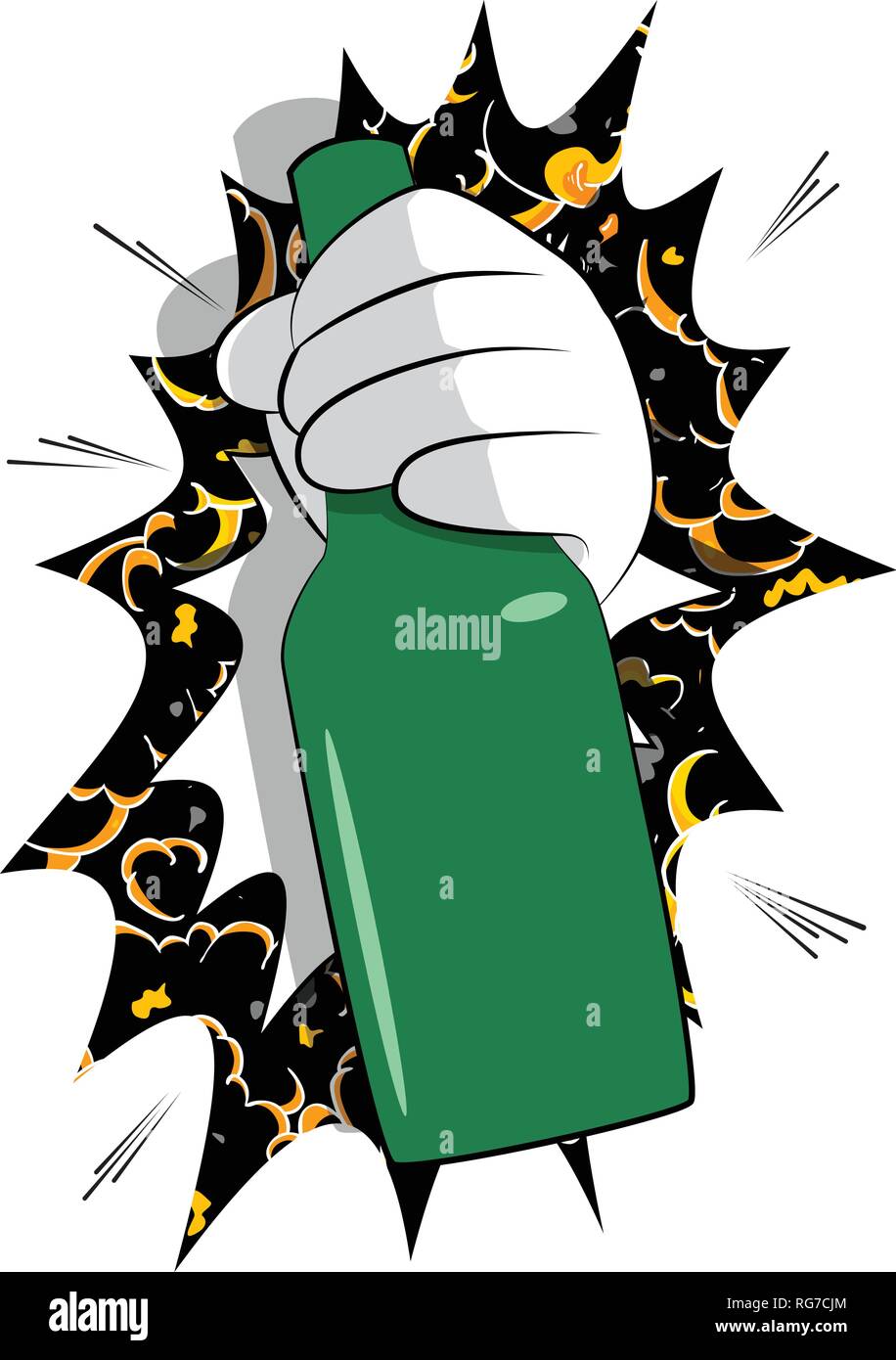 Vektor cartoon Hand eine Flasche. Illustriert wie hand Zeichen auf Comic Hintergrund. Stock Vektor