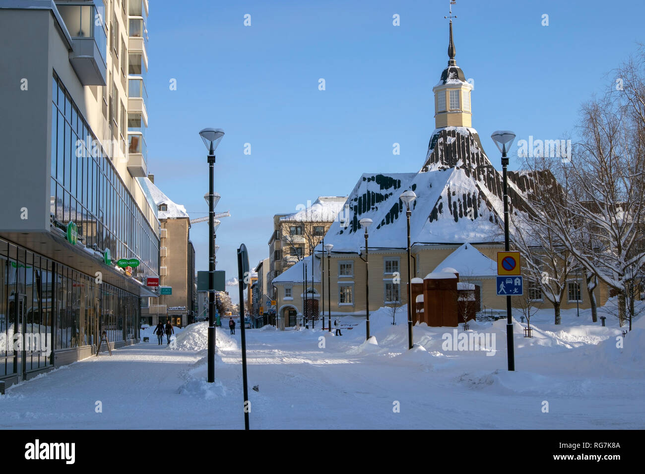 Verschneite Landschaft in Lappeenranta, Finnland Stockfoto