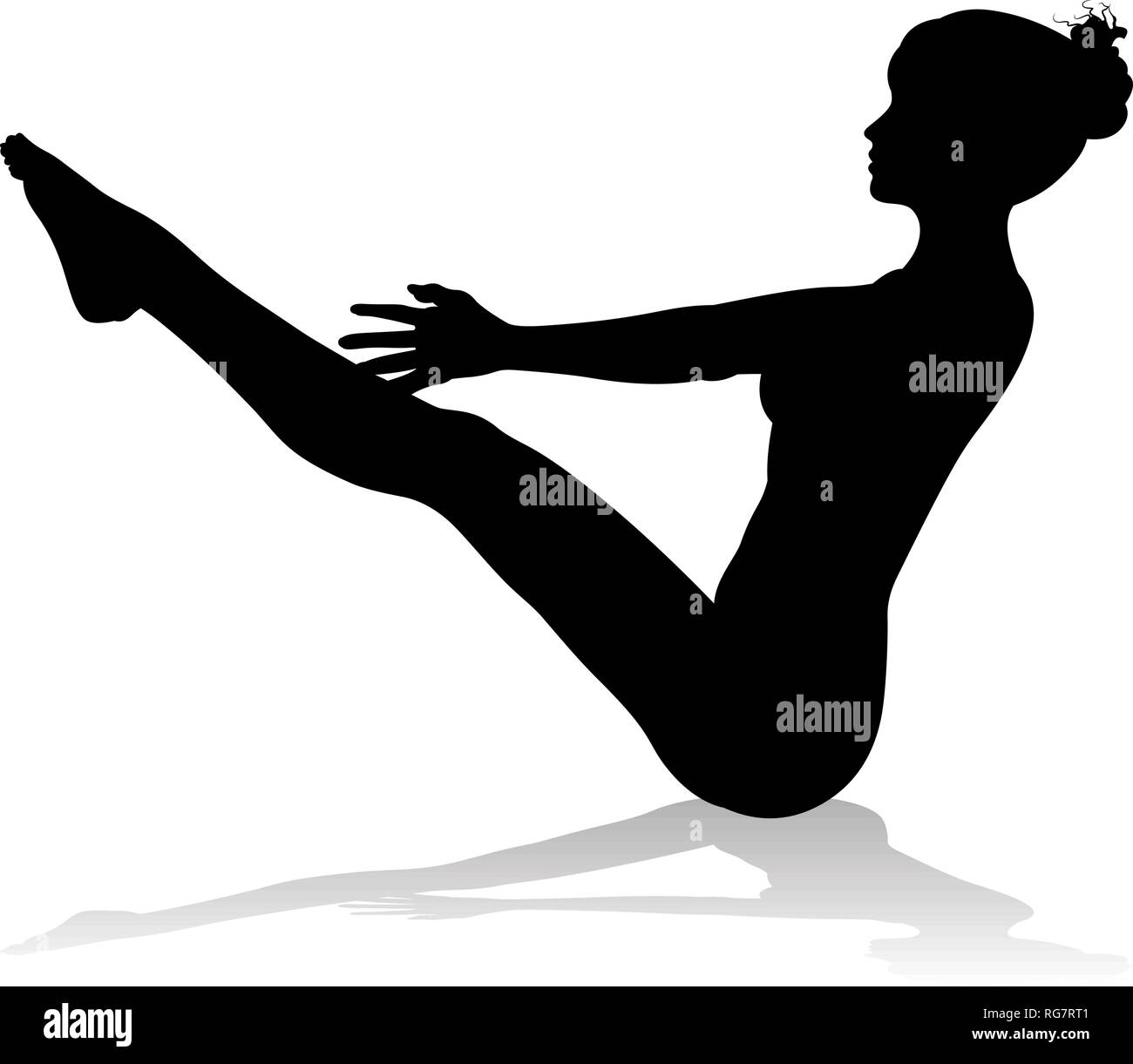 Yoga Pilates Pose Frau Silhouette Stock Vektor