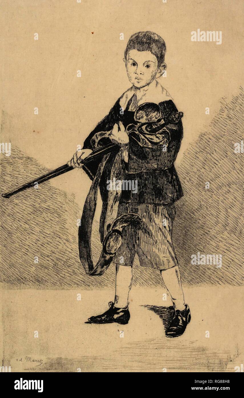 Der Junge mit dem Schwert, nach links Gedreht (L'enfant à l'Degen tourné à Gauche). Abmessungen: 51,8 cm x 36 cm, 31,9 cm x 24 cm, 26,4 cm x 17,5 cm. Museum: Van Gogh Museum, Amsterdam. Autor: Manet, Edouard. EDOUARD MANET. Stockfoto