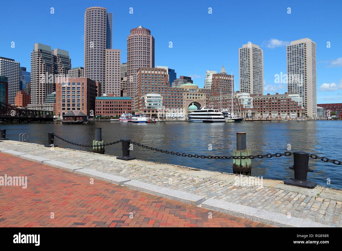 Boston Skyline - Stadt in Massachusetts, Vereinigte Staaten von Amerika. Stockfoto