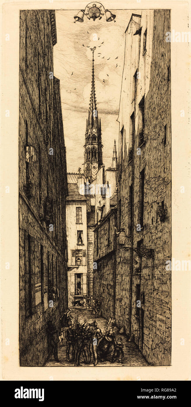 La Rue des Chantres, Paris (Chantrey Straße, Paris). Stand: 1862. Medium: Radierung. Museum: Nationalgalerie, Washington DC. Autor: Charles Meryon. Stockfoto