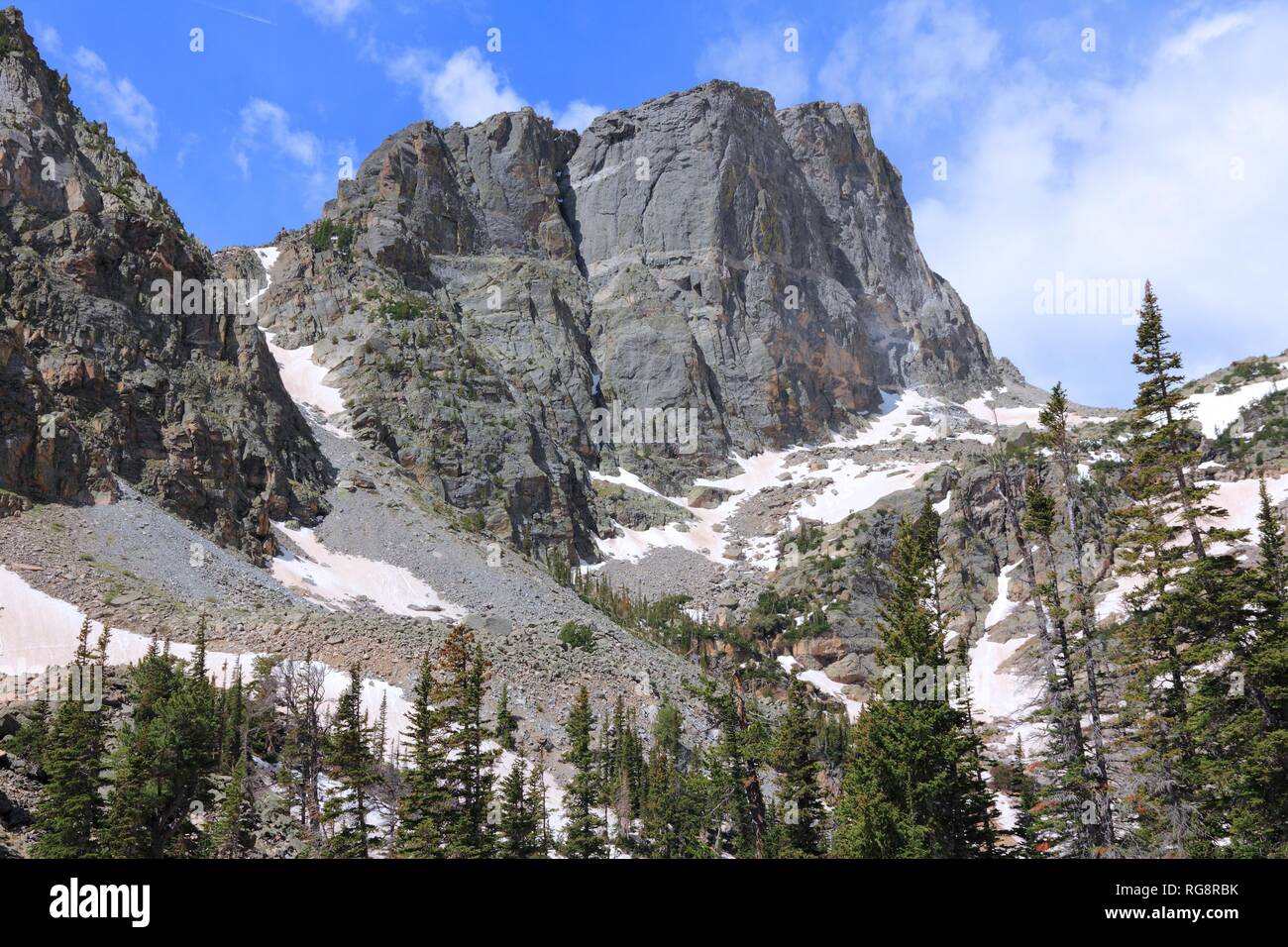 Colorado - Hallett Peak im Rocky Mountain National Park in den USA. Stockfoto