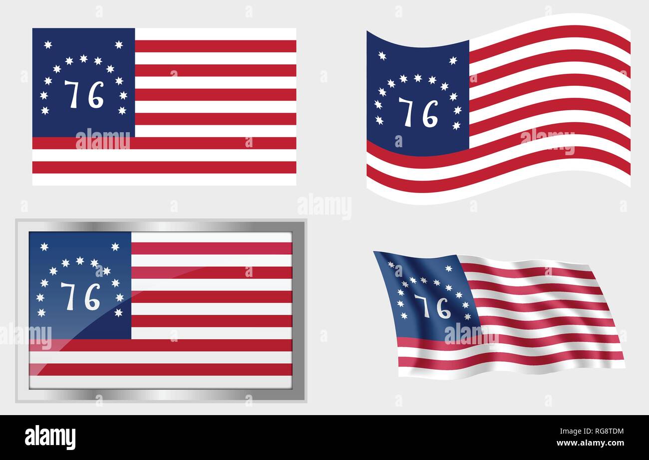 Historische Flagge der Vereinigten Staaten 13 Sterne Stock Vektor