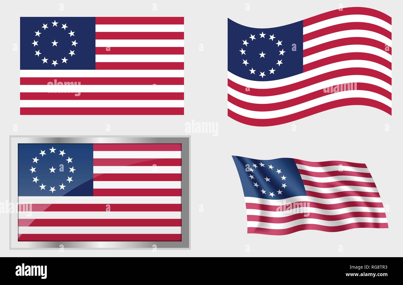 Historische Flagge der Vereinigten Staaten 13 Sterne Stock Vektor