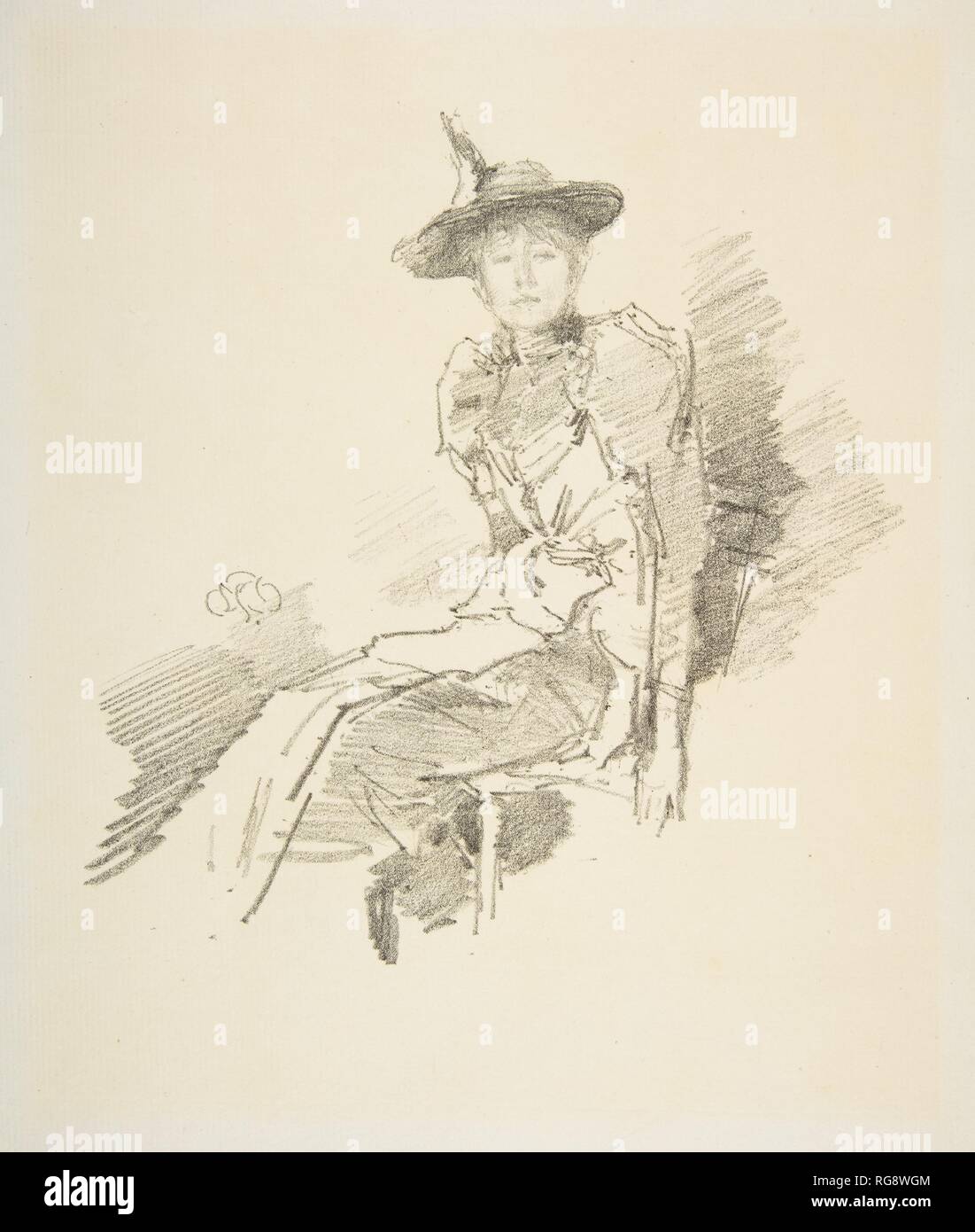 Die geflügelten Hut. Künstler: James McNeill Whistler (Amerikanische, Lowell, Massachusetts 1834-1903 London). Abmessungen: Bild: 7 1/16 x 6 7/8 in. (17,9 × 17,4 cm) Blatt: 13 5/16 x 9 1/8 in. (33,8 × 23,2 cm). Datum: 1890. Museum: Metropolitan Museum of Art, New York, USA. Autor: WHISTLER, James Abbott Mcneill. nach James McNeill Whistler. Von Carl Hentschel eingraviert. Stockfoto