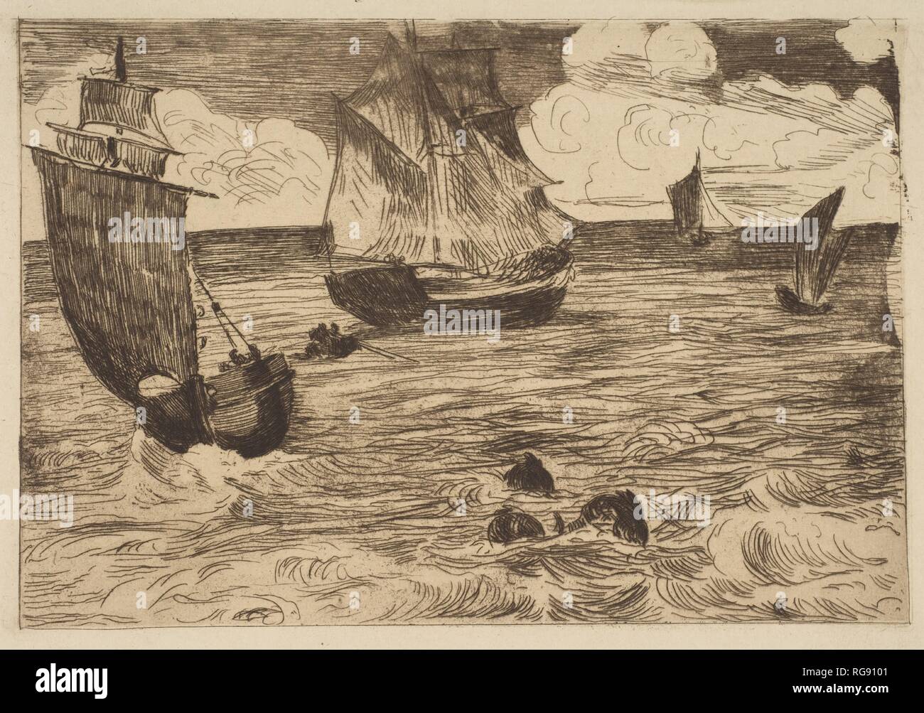 Marine. Artist: Édouard Manet (Französisch, Paris 1832-1883 Paris). Abmessungen: Platte: 5 1/2 x 7 7/8 in. (14 x 20 cm): 12 1/8 x 13 9/16 in. (30,8 x 34,4 cm). Datum: 1865-66. Museum: Metropolitan Museum of Art, New York, USA. Stockfoto