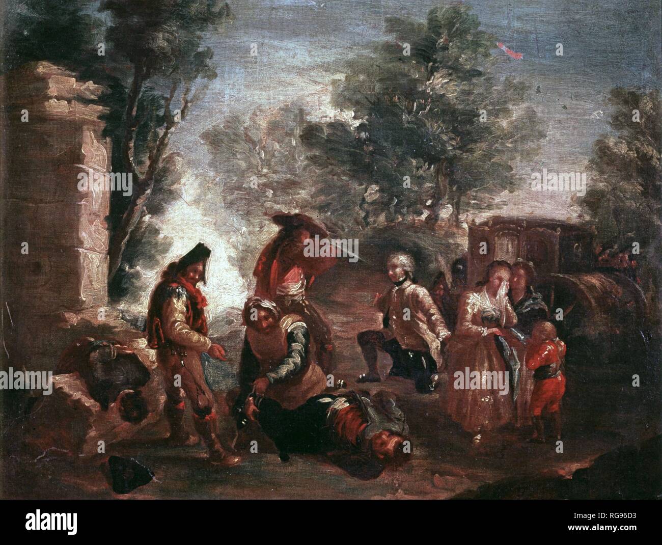 GOYA, FRANCISCO DE PINTOR ESPAÑOL. 1746-1828 FUENTETODOS ASALTO A UNA DILIGENCIA OLEO COLECCION BESONDEREN. MADRID. Thema: Goya y Lucientes, FRANCISCIO DE (1746-1828). Stockfoto