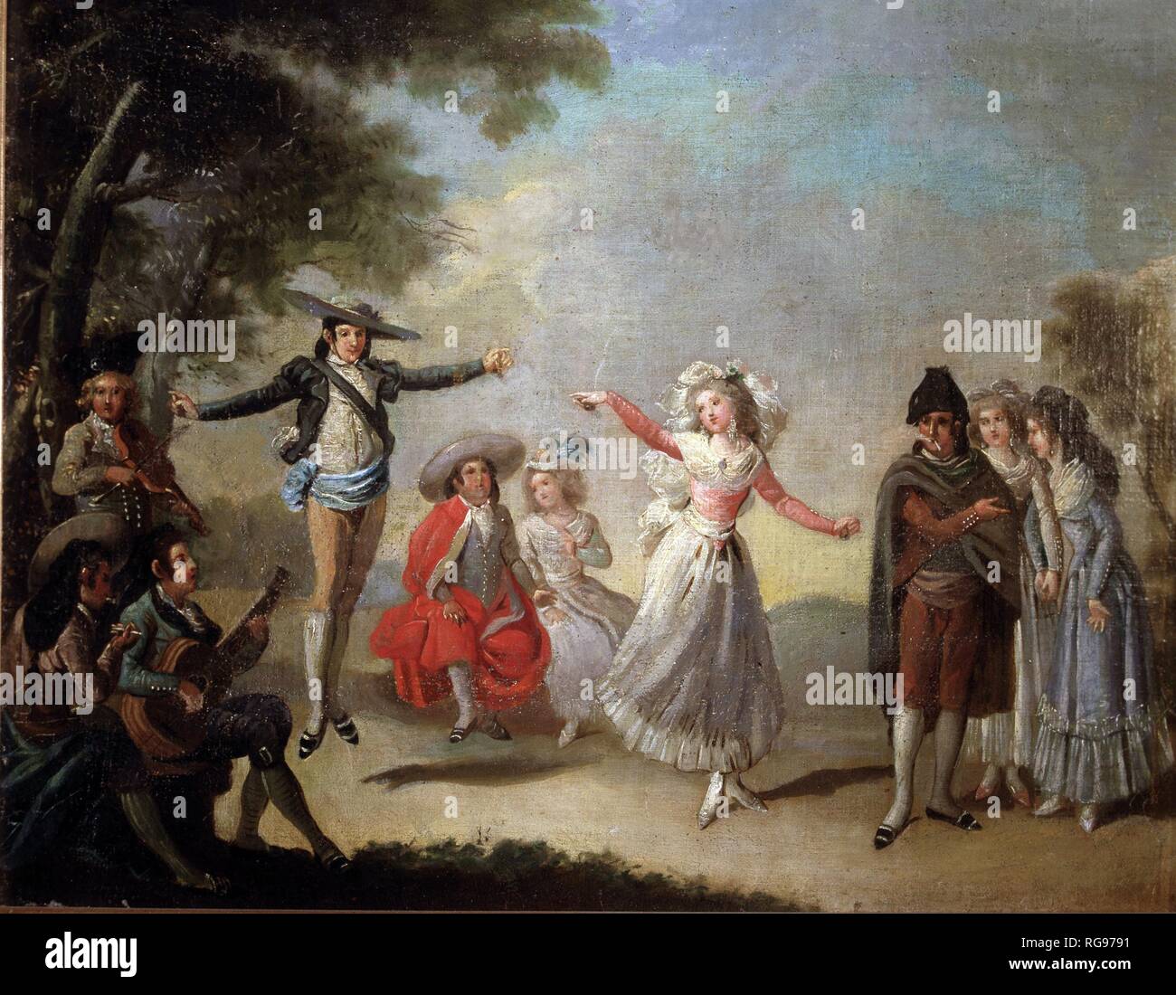 CARNICERO, ANTONIO PINTOR ESPAÑOL. SALAMANCA 1748-1814 BAILE EN EL CAMPO. OLEO SOBRE TELA. COLECCION BESONDEREN. MADRID. Stockfoto