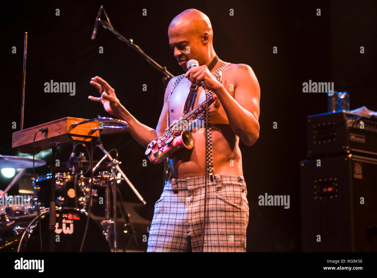 Angelo Moore Sänger der Alternative Rock Band Fishbone im Kesselhaus, Berlin - Deutschland live. Stockfoto