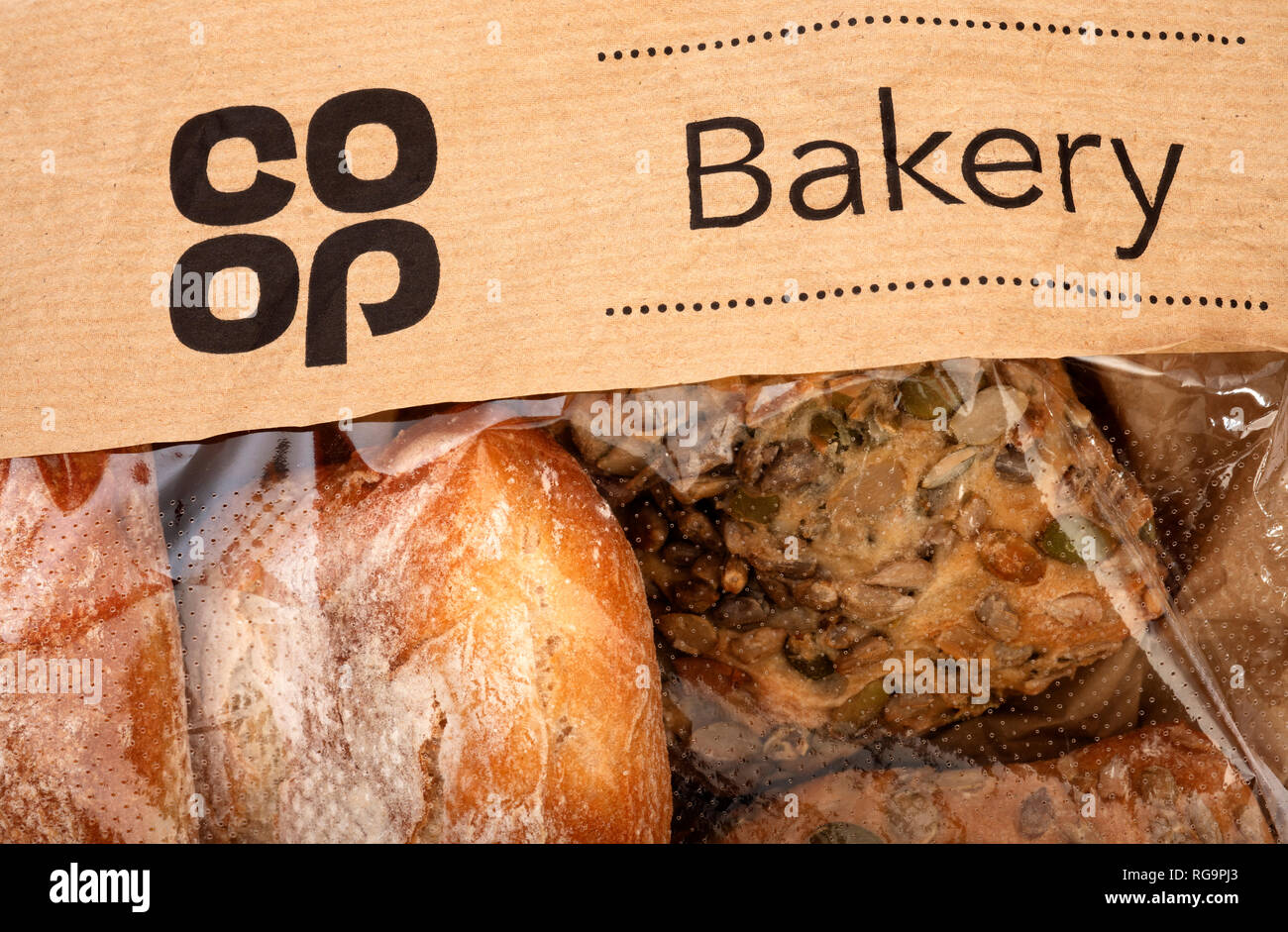 COOP Bäckerei Brötchen Stockfoto