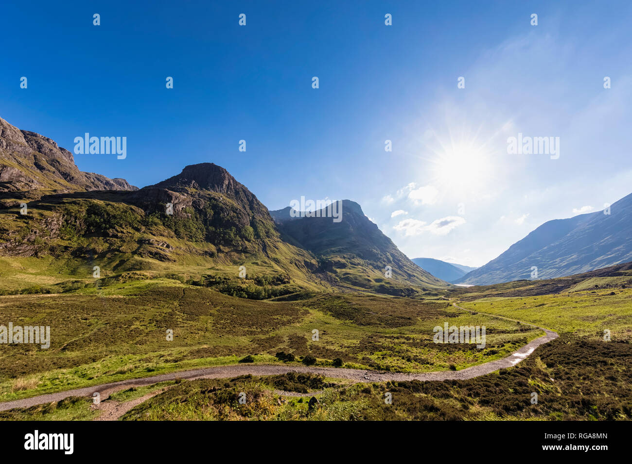 Großbritannien, Schottland, Scottish Highlands, Glencoe, Glen Coe, den Pass von Glen Coe, Bergmassiv Bidean Nam Bian Stockfoto