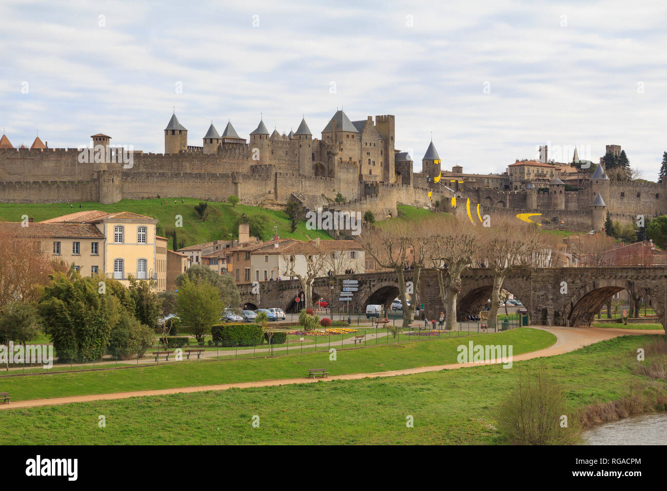 Die Zitadelle in Carcassonne, eine mittelalterliche Festung im französischen Departement Aude Stockfoto