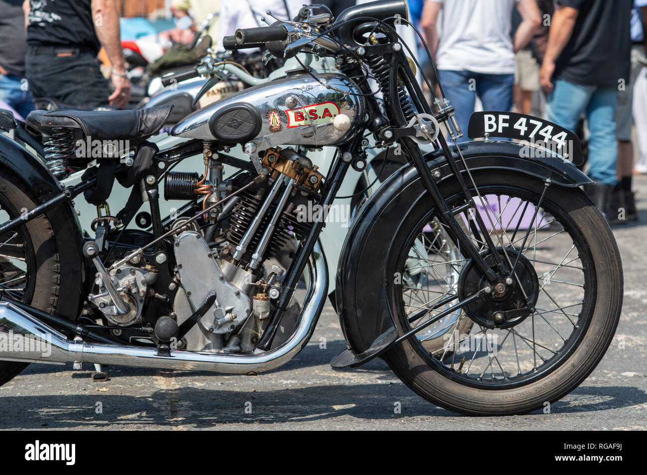Jahrgang 1930 BSA-S 30-13 500 cc 1 Zylinder ohv Motorrad in Brooklands Motorrad event. Brooklands, Weybridge, Surrey, England Stockfoto