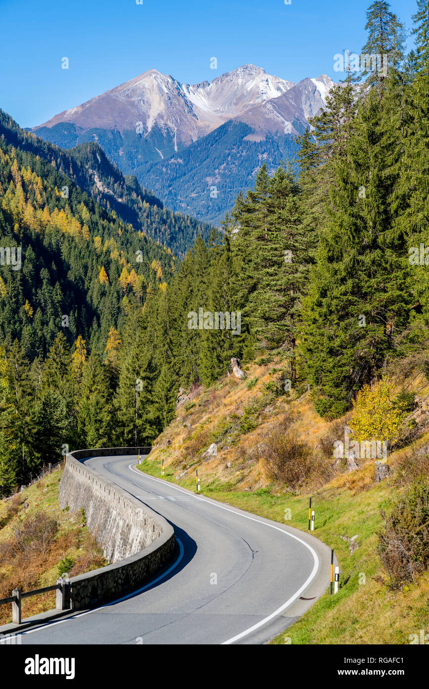 Schweiz, Graubünden, Albulatal, Albula Pass Road Stockfoto