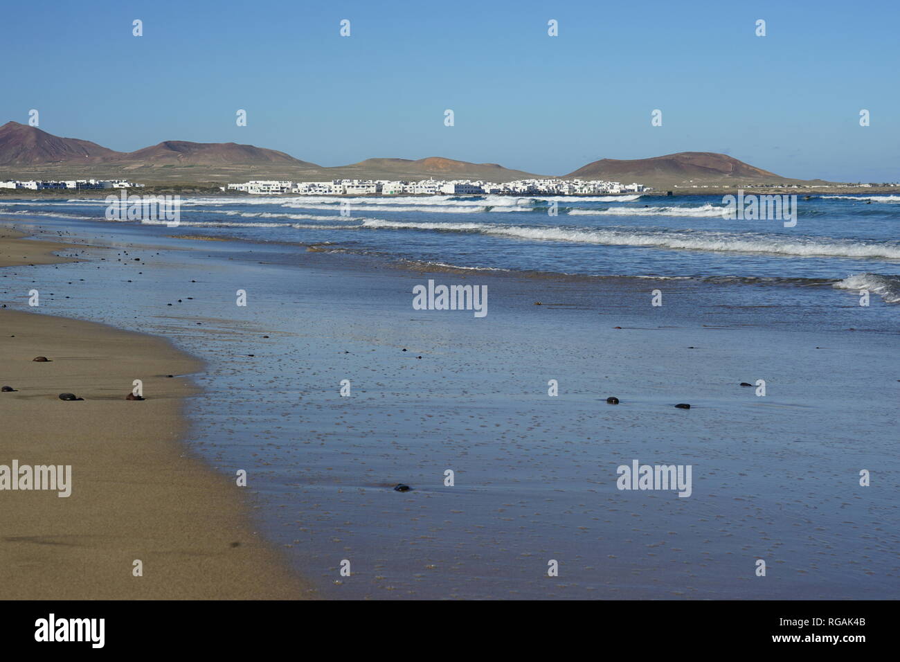 Playa de Famara, Lanzarote, Kanarische Inseln, Spanien Stockfoto