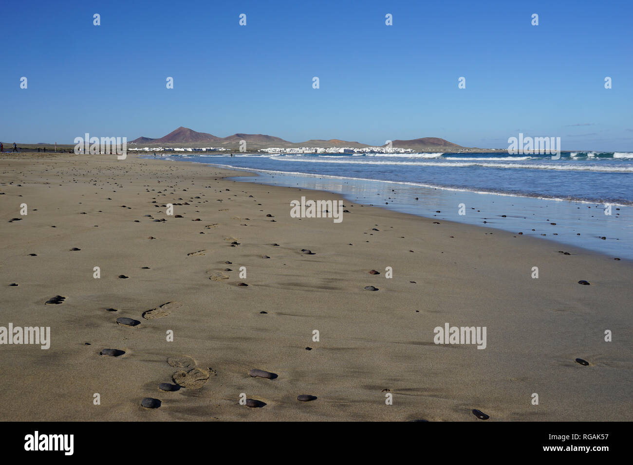 Playa de Famara, Lanzarote, Kanarische Inseln, Spanien Stockfoto