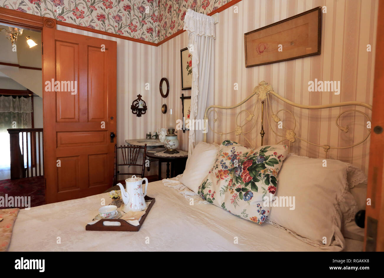 Innenansicht der Schlafzimmer in Ernest Hemingway's Geburtshaus an 339 N. Oak Park Avenue. Oak Park. Westlich von Chicago. Illinois. USA Stockfoto