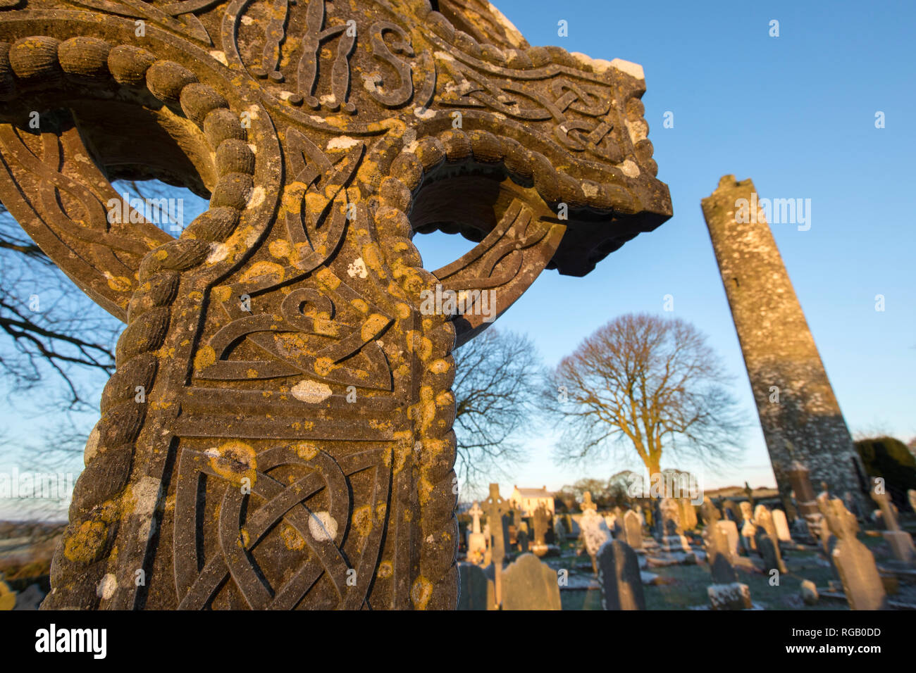 Winter Szene in Monasterboice, County Louth, Irland Stockfoto