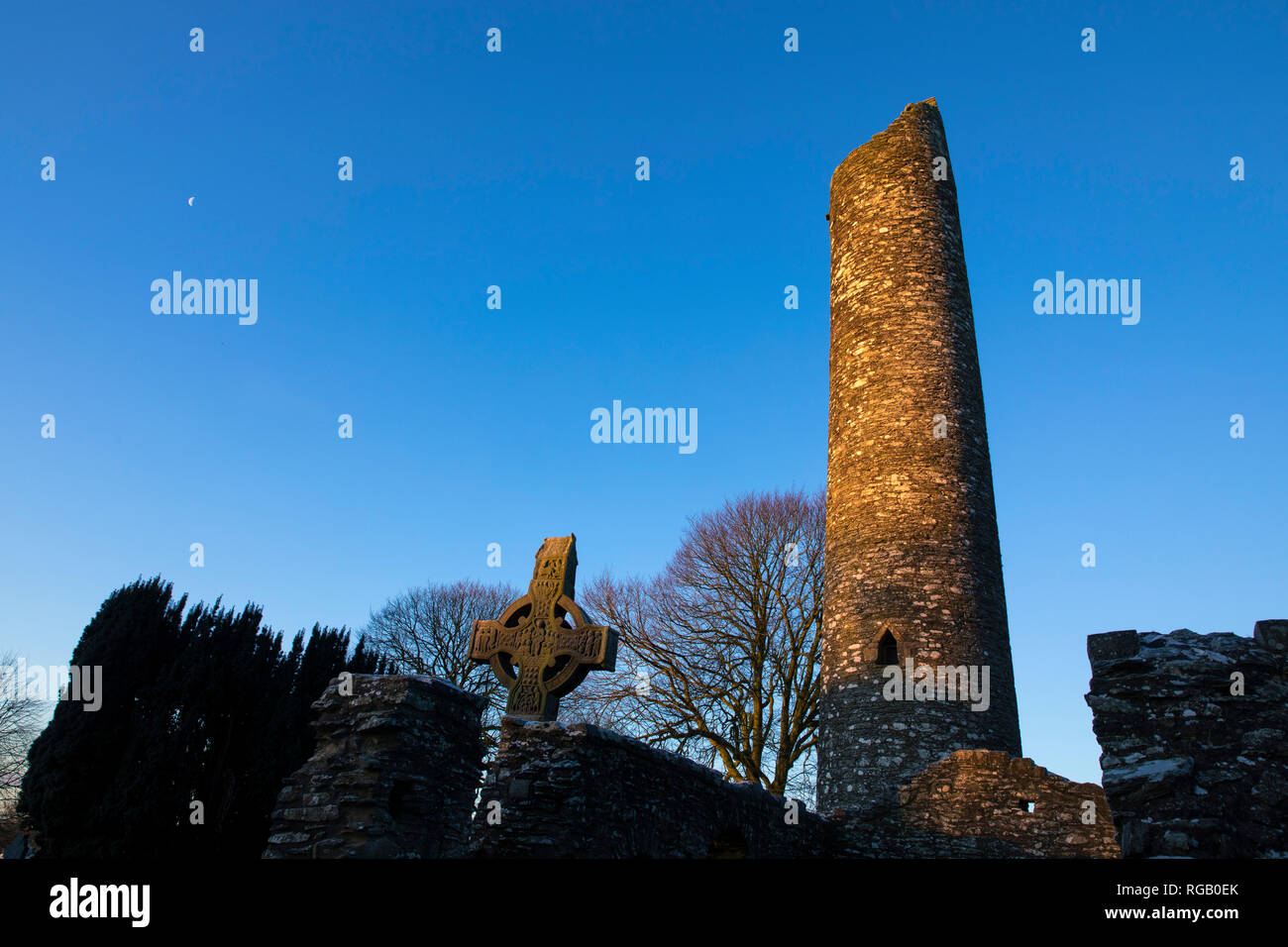 Winter Szene in Monasterboice, County Louth, Irland Stockfoto