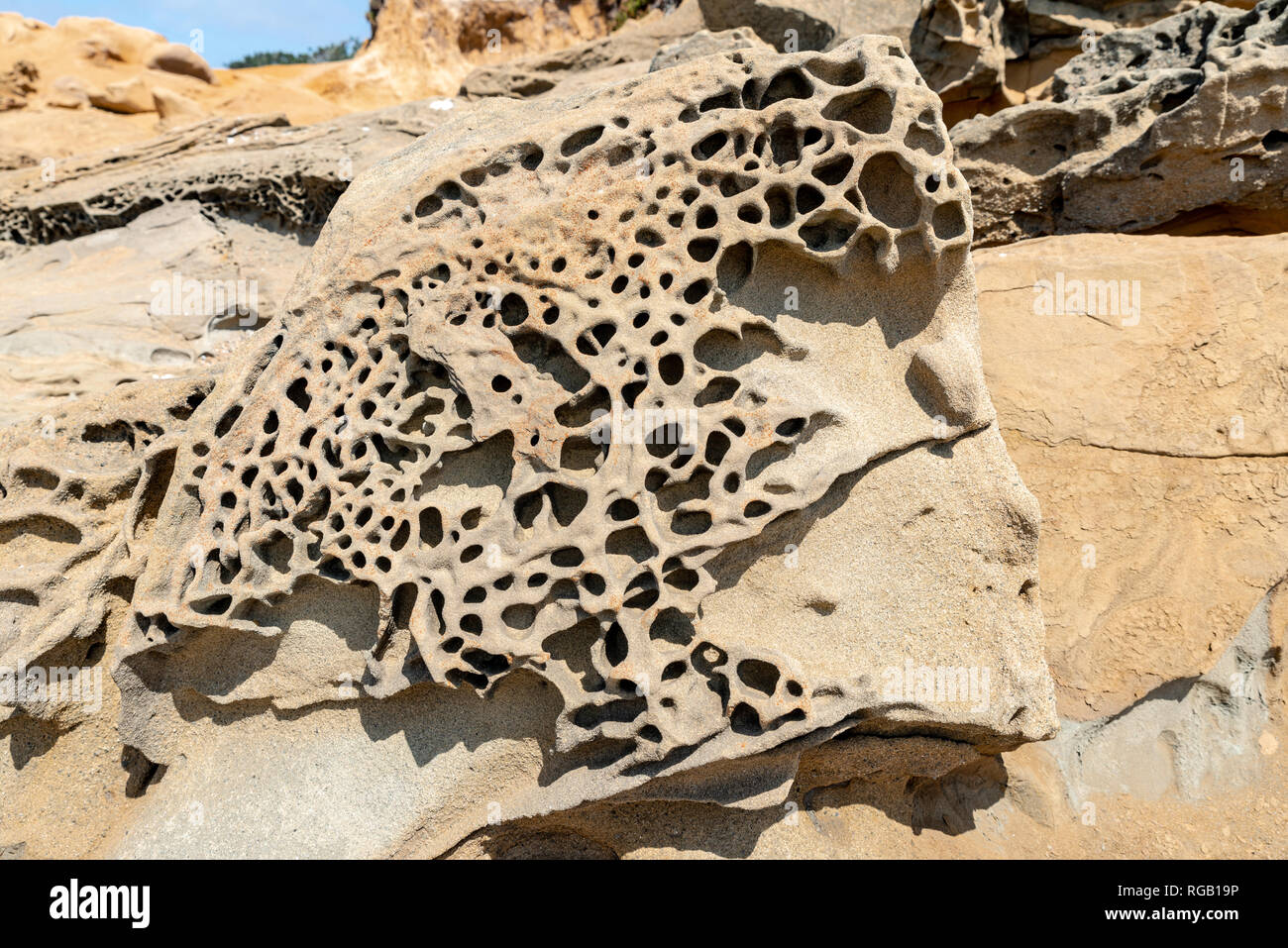 Struktur im Sand Stein Stockfoto