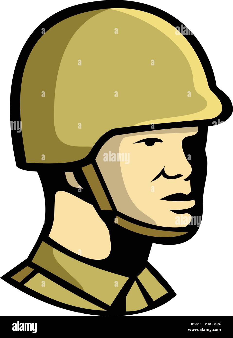 Symbol Retro Stil Abbildung eines chinesischen kommunistischen Soldat oder Offizier Personal suchen auf isolierten Hintergrund zur Seite. Stock Vektor