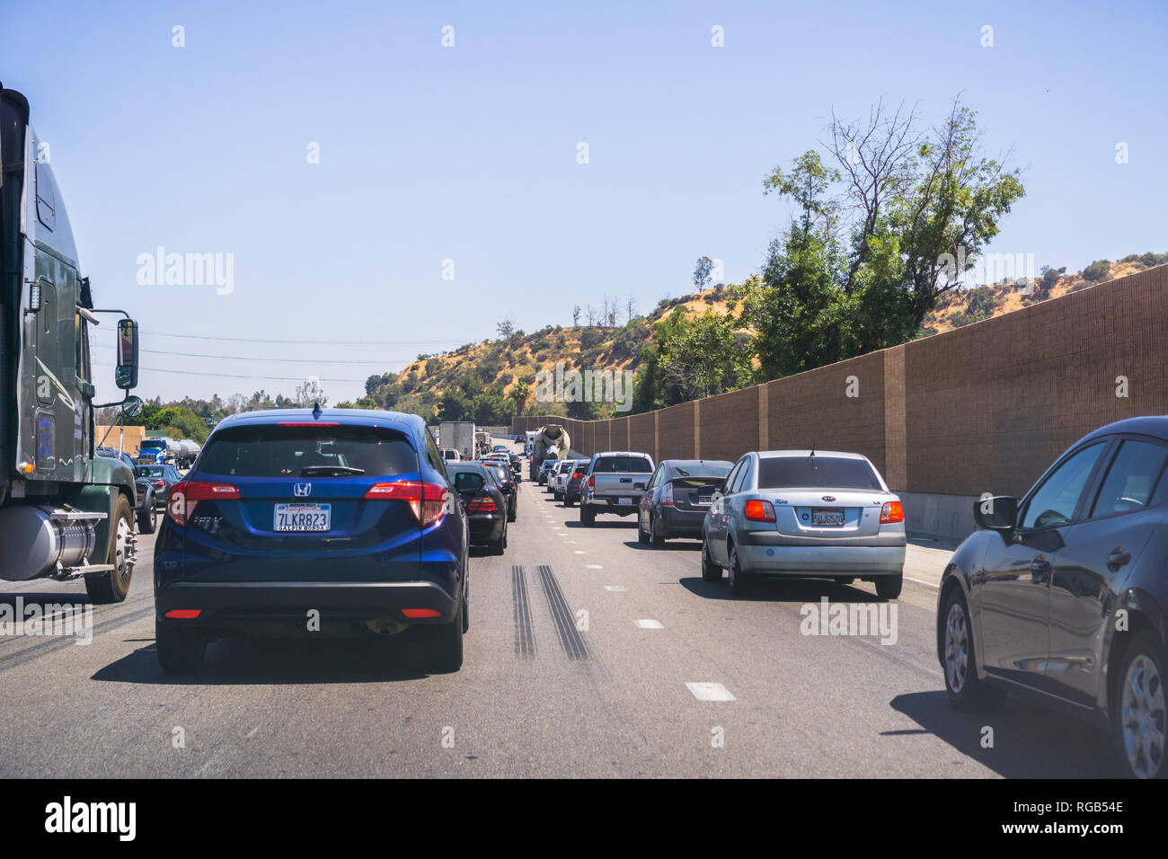 Juni 8, 2018 Los Angeles/CA/USA - starker Verkehr auf den Straßen in die Stadt gehen Stockfoto