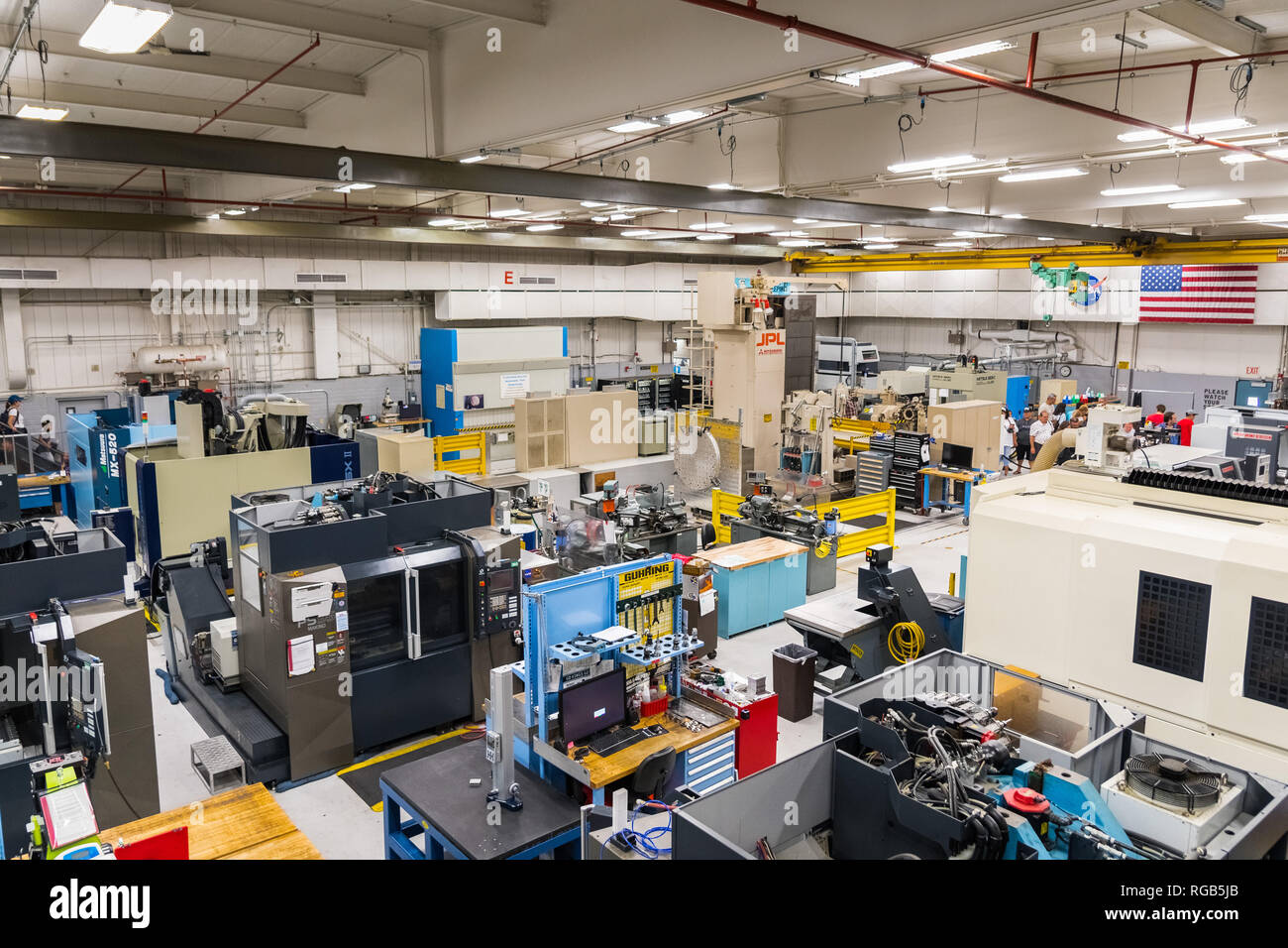 Juni 10, 2018 La Canada Flintridge/CA/USA - Innenansicht eines der Zimmer des Raumfahrzeugs Fabrication Facility, das Jet Propulsion Laboratorien Stockfoto