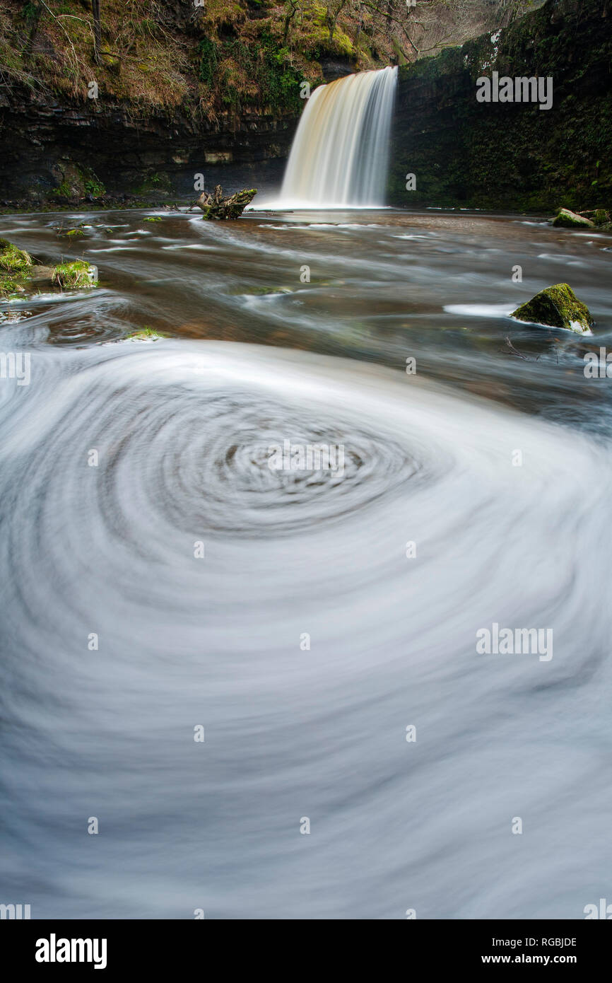 Sgwd Gwladys Wasserfall, Pontneddfechan, Brecon Beacons, Wales Stockfoto