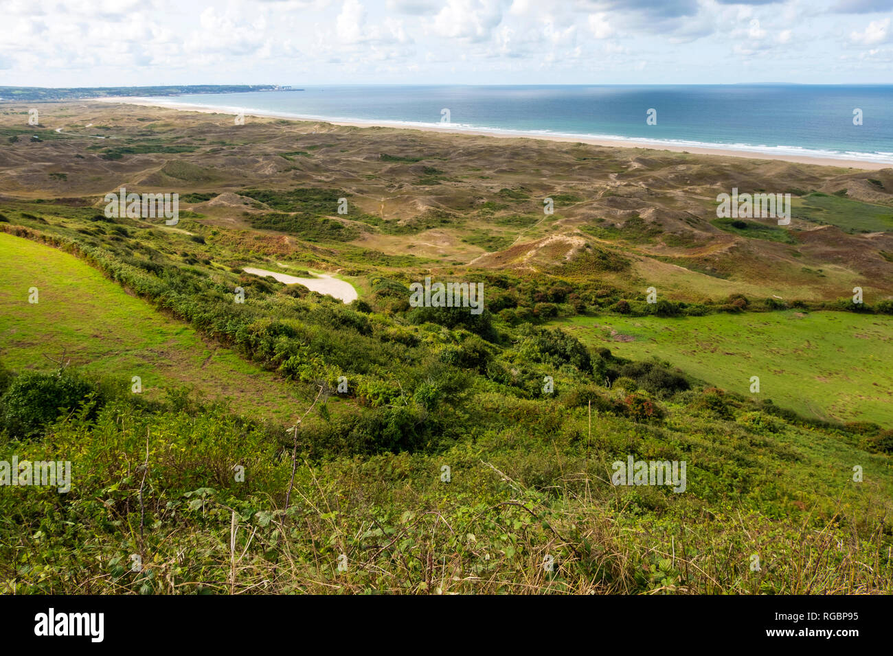 Frankreich, Manche, Cotentin, Cap de la Hague, Biville Dünen massiv, eines der ältesten in Europa, ist ein Naturschutzgebiet. Ärmelkanal, Normandie Stockfoto