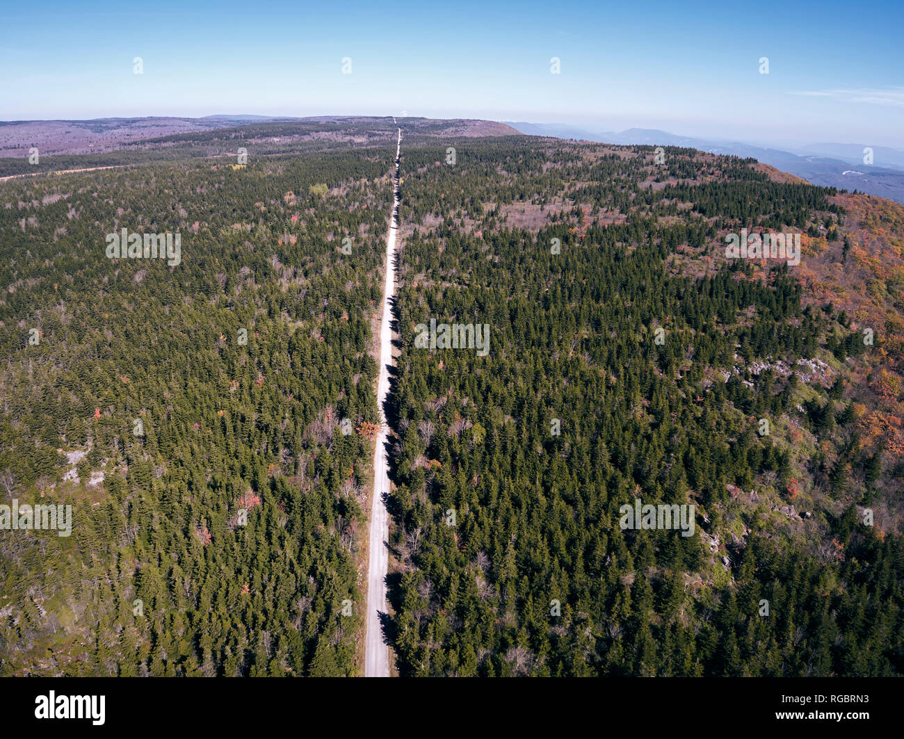 USA, West Virginia, Luftaufnahme der Straße durch Dolly Sods Wilderness Area Stockfoto