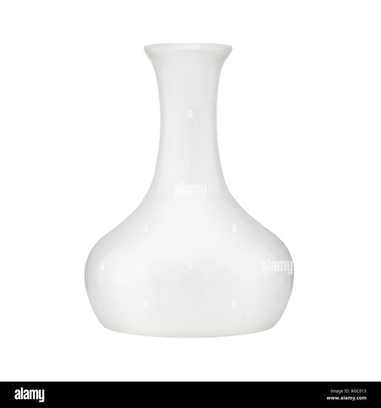 Eine weiße Vase auf weißem Hintergrund mit Freistellungspfad isoliert Stockfoto