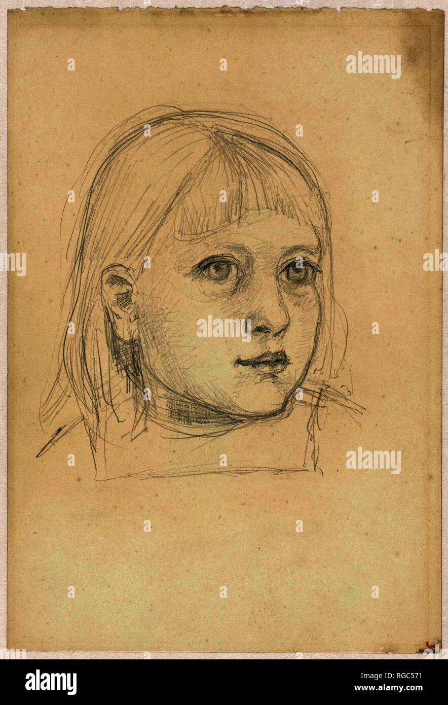 Girl's Kopf. Verfasser der Stellungnahme: Jozef Israëls. Datierung: 1834 - 1911. Maße: H 308 mm x B 208 mm. Museum: Rijksmuseum, Amsterdam. Stockfoto