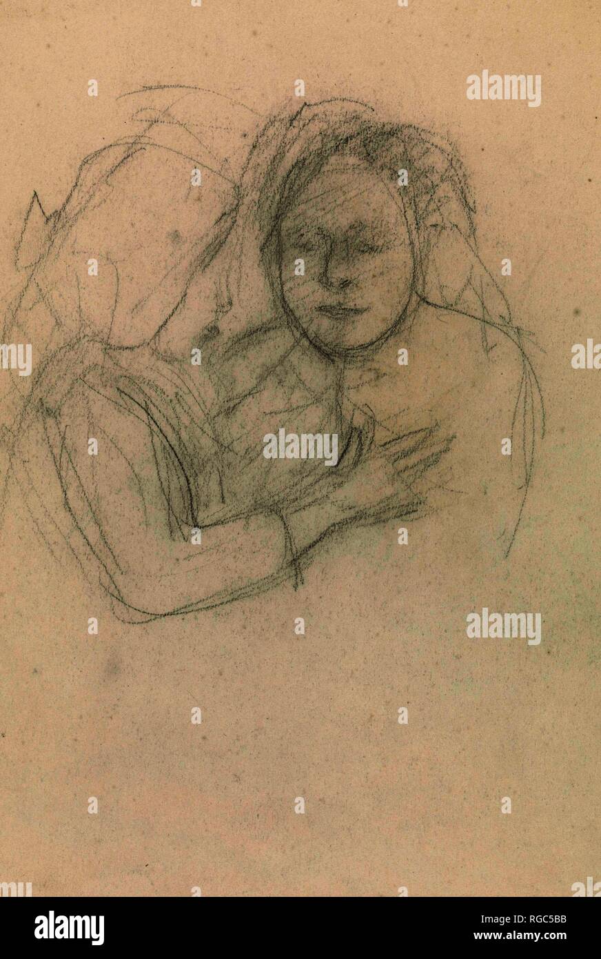 Skizze der beiden Zahlen. Verfasser der Stellungnahme: Jozef Israëls. Datierung: 1834 - 1911. Maße: H 308 mm x B 209 mm. Museum: Rijksmuseum, Amsterdam. Stockfoto