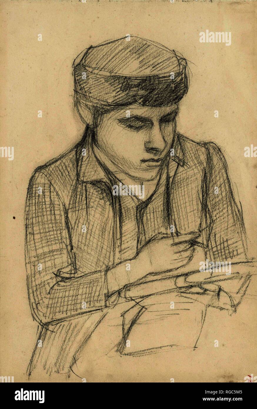 Zeichnung Junge. Verfasser der Stellungnahme: Jozef Israëls. Datierung: 1834 - 1911. Maße: H 308 mm x B 208 mm. Museum: Rijksmuseum, Amsterdam. Stockfoto