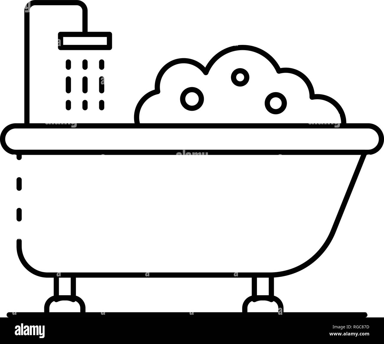 Symbol Badewanne Dusche, outline Style Stock Vektor