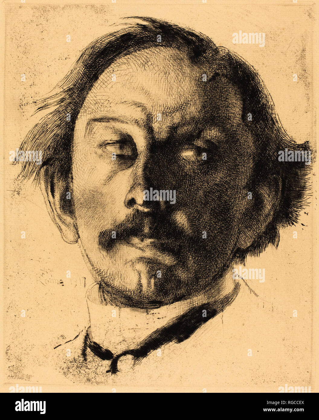 Jules Destrée. Stand: 1917. Abmessungen: Platte: 30,6 x 24,8 cm (12 1/16 x 9 3/4 in.) Blatt: 38,6 x 30,7 cm (15 1/4 x 12 1/16 in.). Medium: Radierung und kaltnadelradierung in Schwarz auf Creme Bütten. Museum: Nationalgalerie, Washington DC. Autor: Albert Besnard. Stockfoto